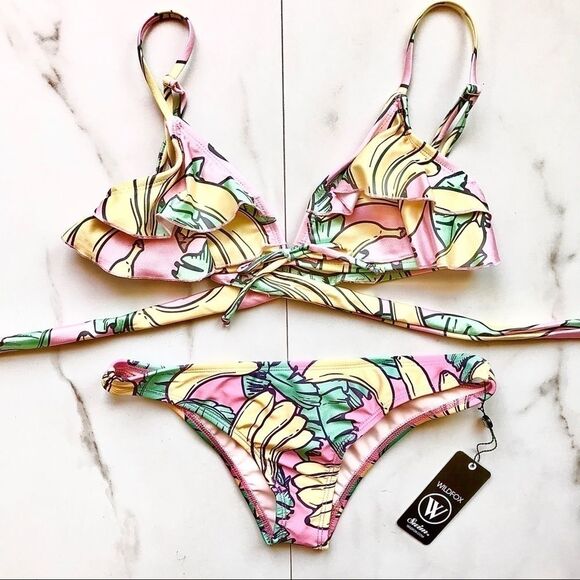 NWT Wildfox Gone Bananas Ruffle Bikini - Picture 1 of 12
